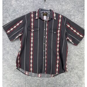 VTG Rustler Western Shirt Men XL Black Aztec Southwestern Pearl Snap Cowboy S/S